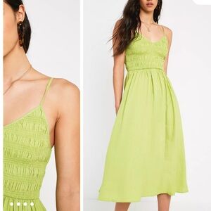 UO lime linen-blend midi dress